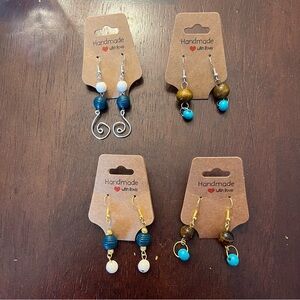Chic Boho Handmade turquoise, teal, white, and brown Earrings Set